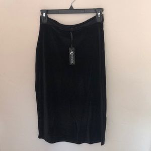 Black velvet pencil skirt
